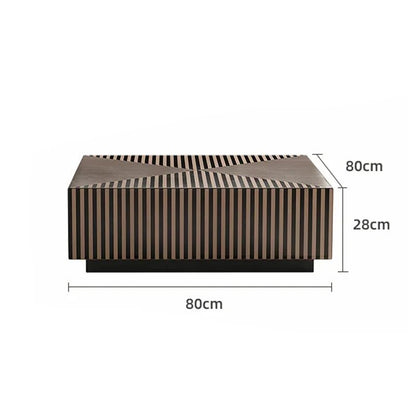 Table basse bois carré avec rayure en déco - vente privée 14:20000488980X80X28CM