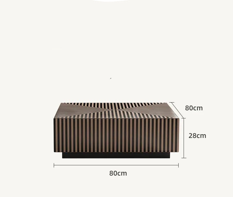 Table basse bois carré avec rayure en déco - vente privée 14:20000488980X80X28CM