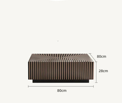 Table basse bois carré avec rayure en déco - vente privée 14:20000488980X80X28CM