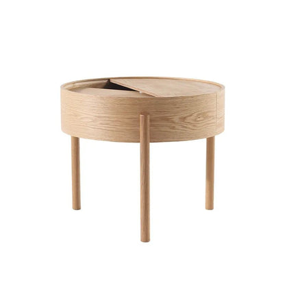 Table basse bois clair scandinave ronde avec rangement - vente privée 14:200004889Log color   L