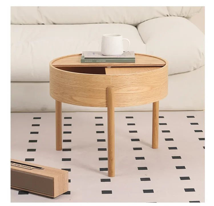 Table basse bois clair scandinave ronde avec rangement - vente privée 14:200004889Log color   L