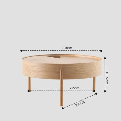Table basse bois clair scandinave ronde avec rangement - vente privée 14:200004889Log color   L