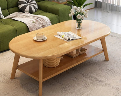 Table basse bois design à doubles plateaux - vente privée 14:10120x60x45CM