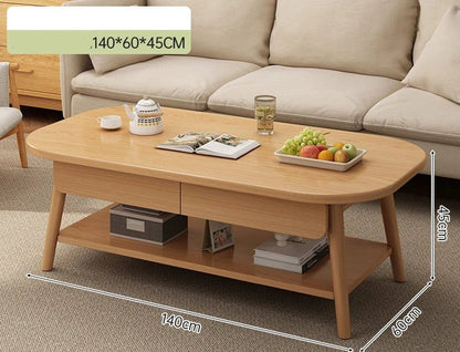 Table basse bois design à doubles plateaux - vente privée 14:1063140x60x45CM