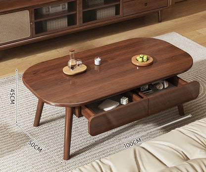Table basse bois design à doubles plateaux - vente privée 14:193100x50x45CM