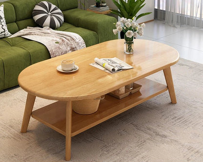 Table basse bois design à doubles plateaux - vente privée 14:200005536100x50x45CM