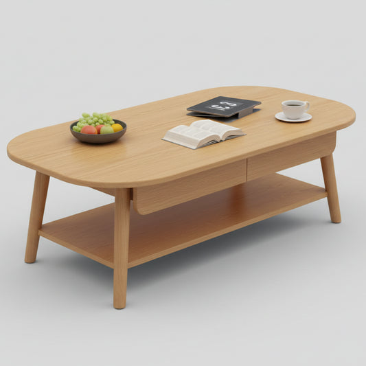 Table basse bois design à doubles plateaux - vente privée 14:200844062120x60x45CM
