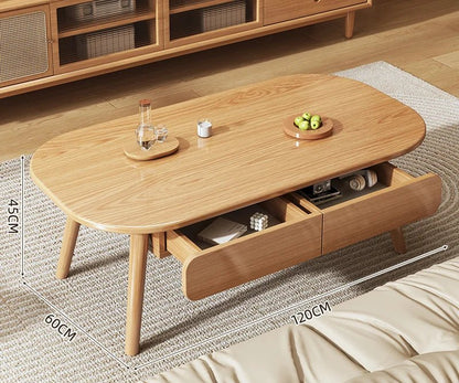 Table basse bois design à doubles plateaux - vente privée 14:365458120x60x45CM