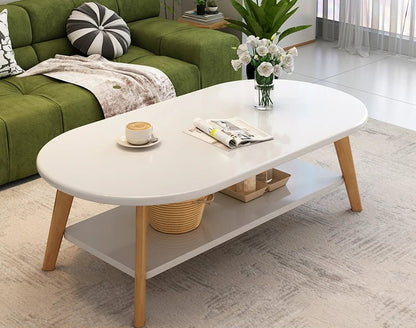 Table basse bois design à doubles plateaux - vente privée 14:496100x50x45CM