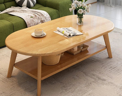 Table basse bois design à doubles plateaux - vente privée 14:618140x60x45CM