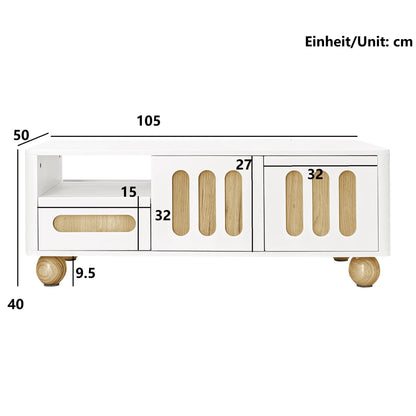 Table basse bois et blanc scandinave 105x50x40 cm - vente privée 14:200002130