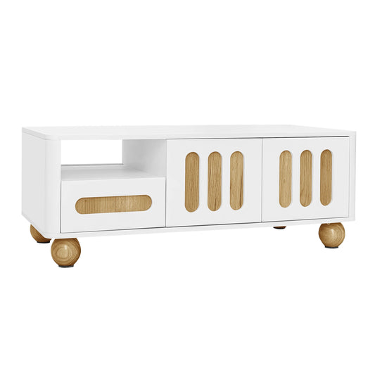 Table basse bois et blanc scandinave 105x50x40 cm - vente privée 14:200002130