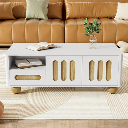 Table basse bois et blanc scandinave 105x50x40 cm - vente privée 14:200002130