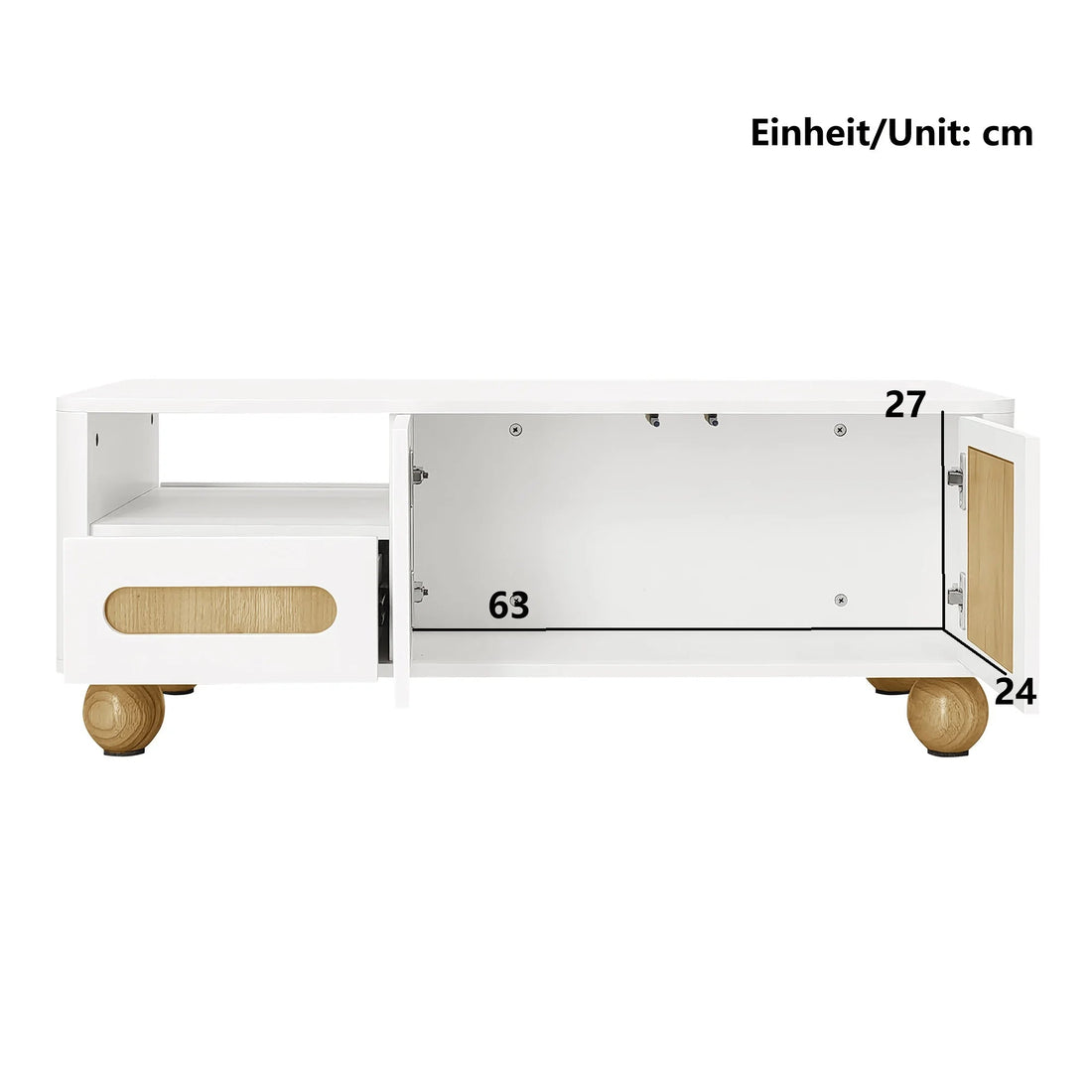 Table basse bois et blanc scandinave 105x50x40 cm - vente privée 14:200002130