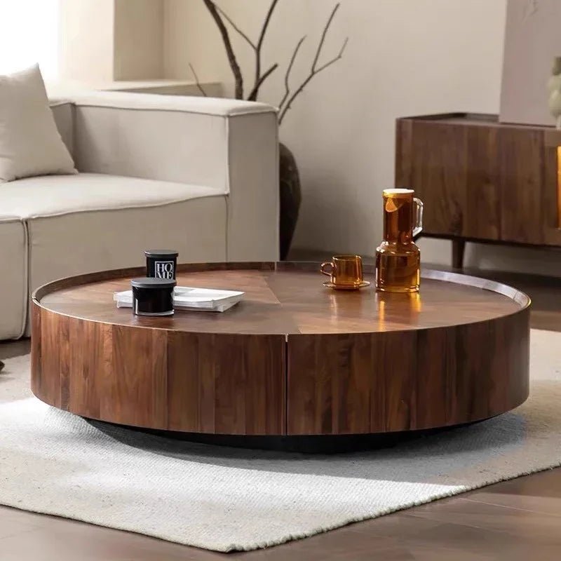 Table basse bois flottant ronde avec tiroirs sur le coté - vente privée 14:200004889style-1