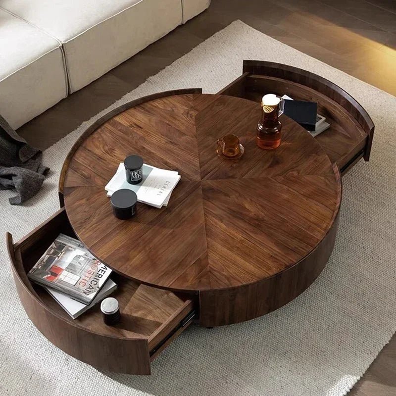Table basse bois flottant ronde avec tiroirs sur le coté - vente privée 14:200004889style-1