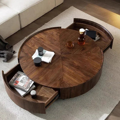 Table basse bois flottant ronde avec tiroirs sur le coté - vente privée 14:200004889style-1