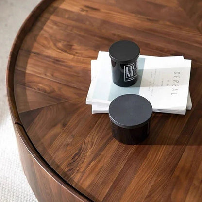 Table basse bois flottant ronde avec tiroirs sur le coté - vente privée 14:200004889style-1
