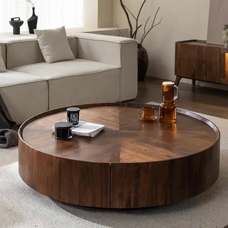 Table basse bois flottant ronde avec tiroirs sur le coté - vente privée 14:200004889style-1