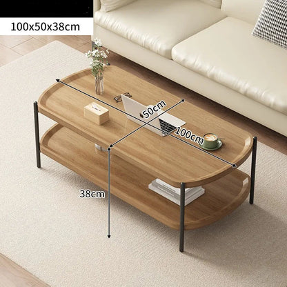 Table basse bois foncé à doubles plateaux - vente privée 14:193Log color 100