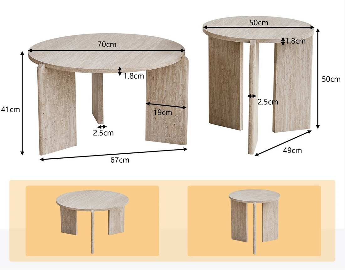 Table basse bois gris minimaliste 2 ensembles - vente privée 14:193Yellow Wood Color;200007763:201336101
