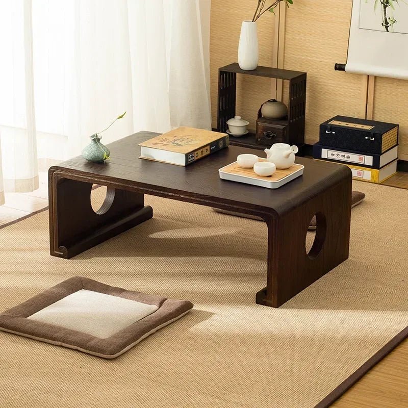 Table basse bois marron foncé antique japonais - vente privée 14:200844061120X55X30CM A