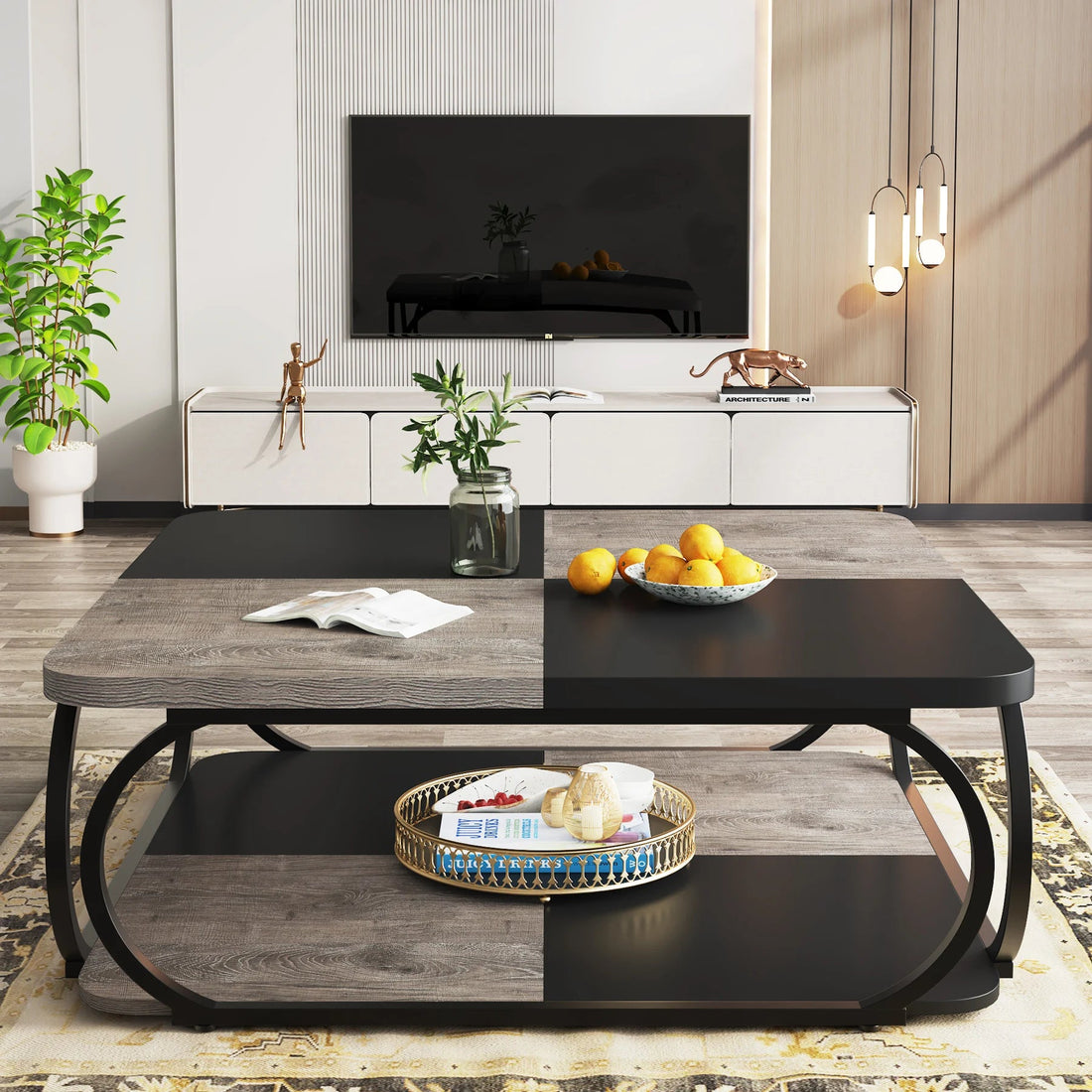 Table basse bois massif carré - vente privée 14:200006155Gray;200007763:201336101