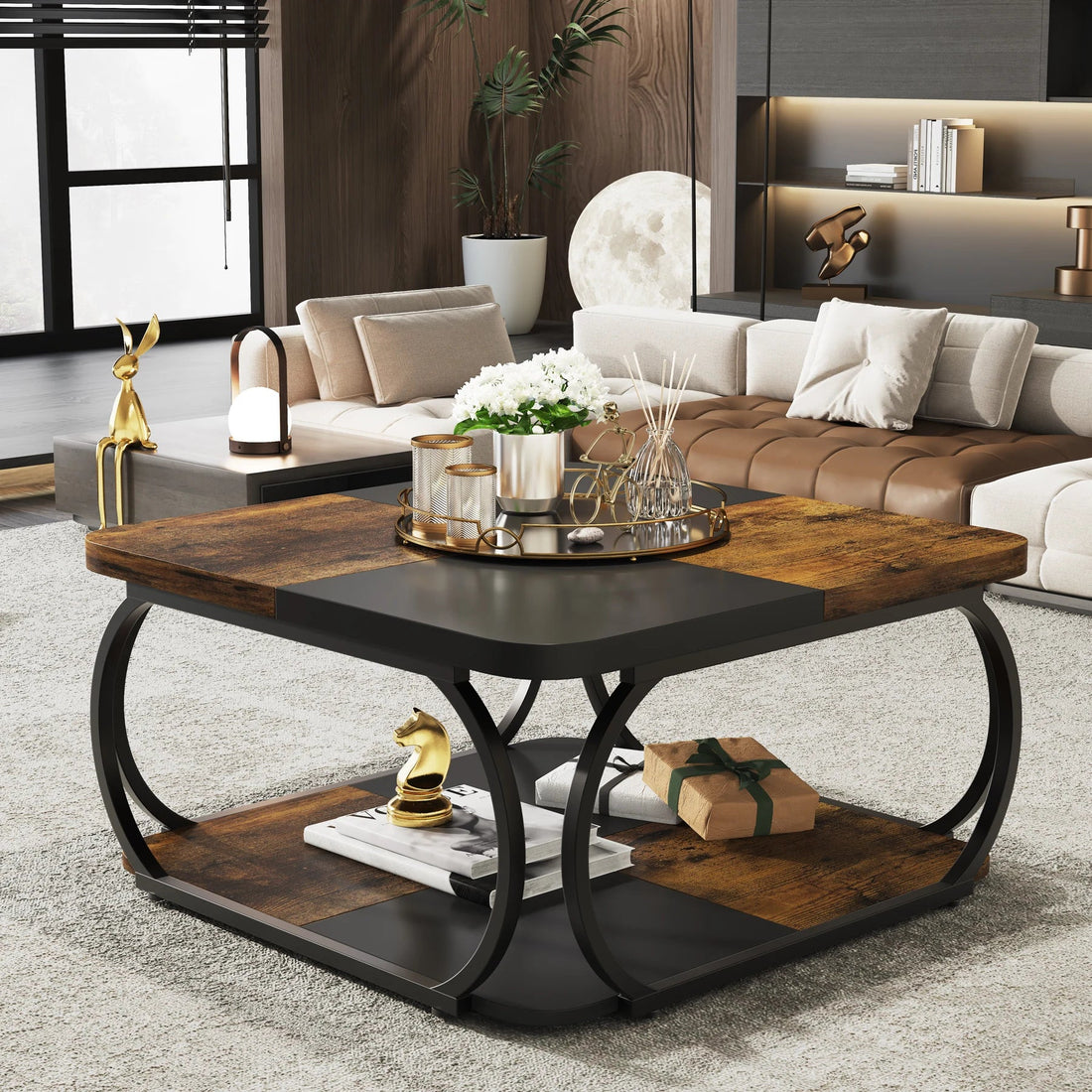 Table basse bois massif carré - vente privée 14:200006155Gray;200007763:201336101