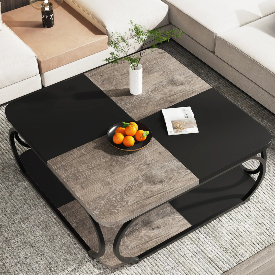 Table basse bois massif carré - vente privée 14:200006155Gray;200007763:201336101