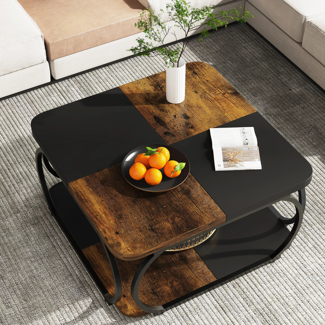 Table basse bois massif carré - vente privée 14:200006155Gray;200007763:201336101