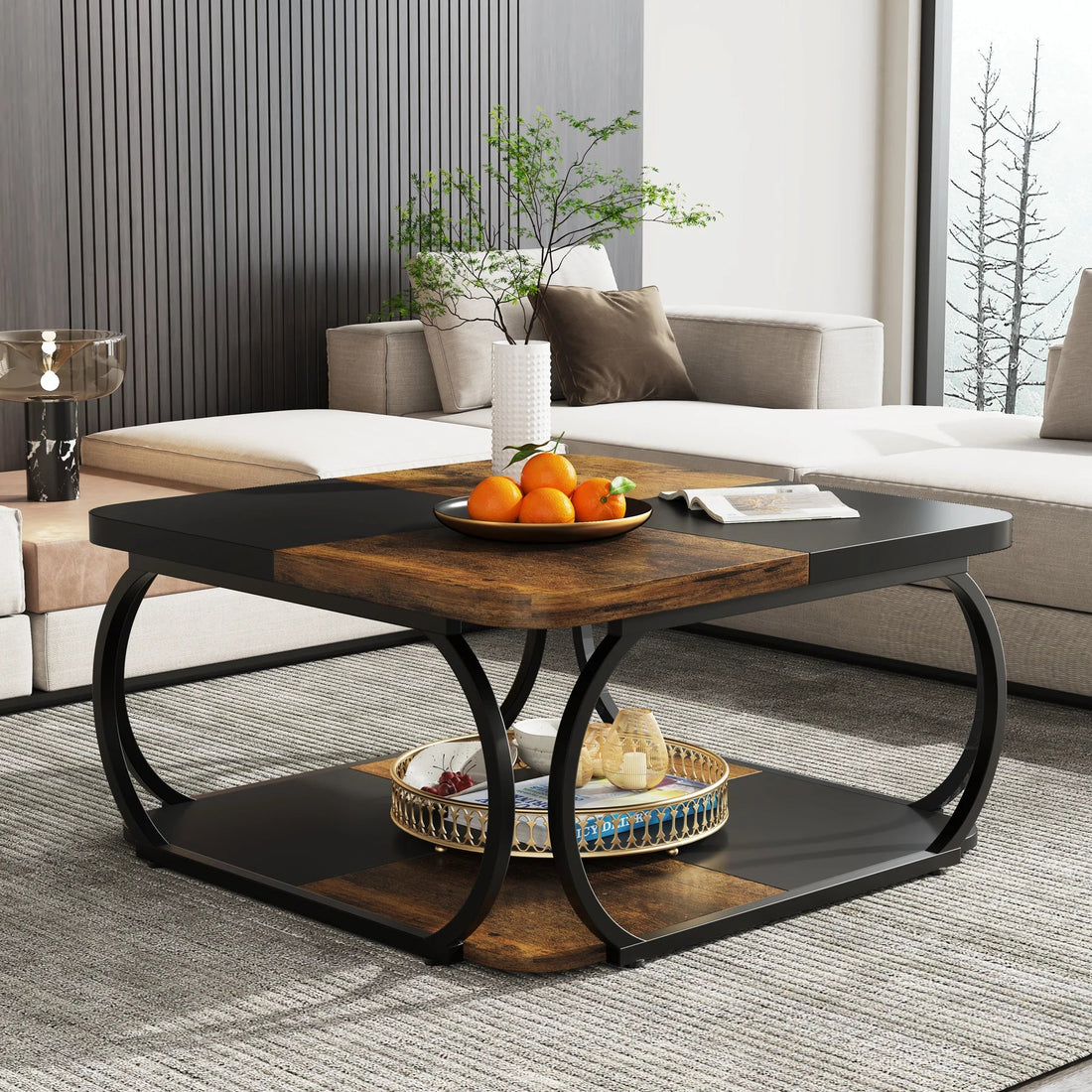 Table basse bois massif carré - vente privée 14:200006155Gray;200007763:201336101
