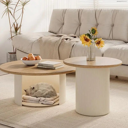 Table basse bois massif ronde de petite talle 2 ensembles - vente privée 14:200006152Type 7 50 80
