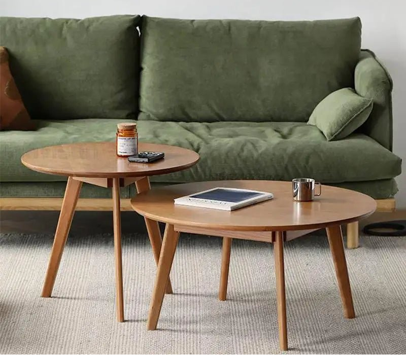 Table basse bois massif ronde de taille moyenne - vente privée 14:173coffee table set