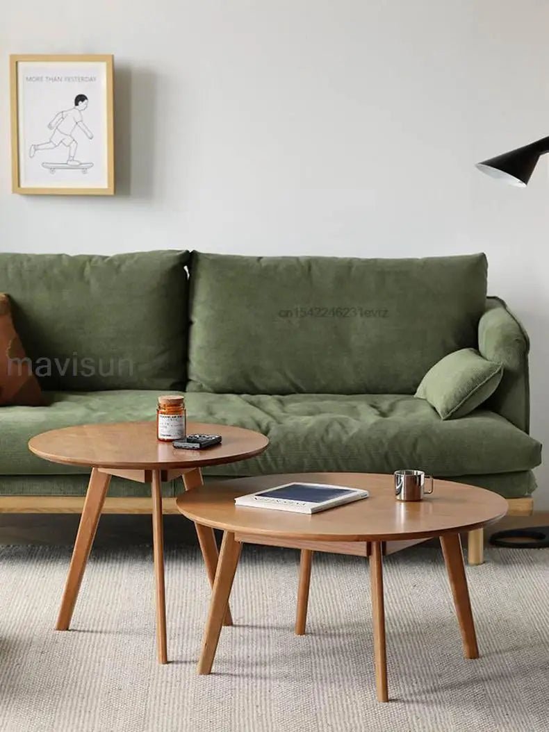 Table basse bois massif ronde de taille moyenne - vente privée 14:173coffee table set