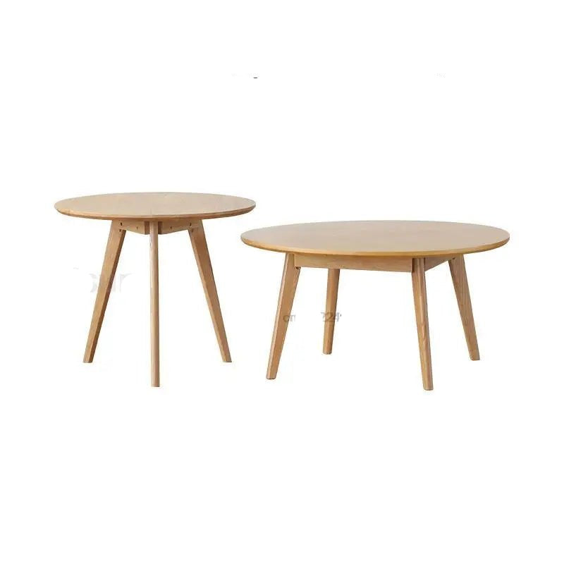Table basse bois massif ronde de taille moyenne - vente privée 14:173coffee table set