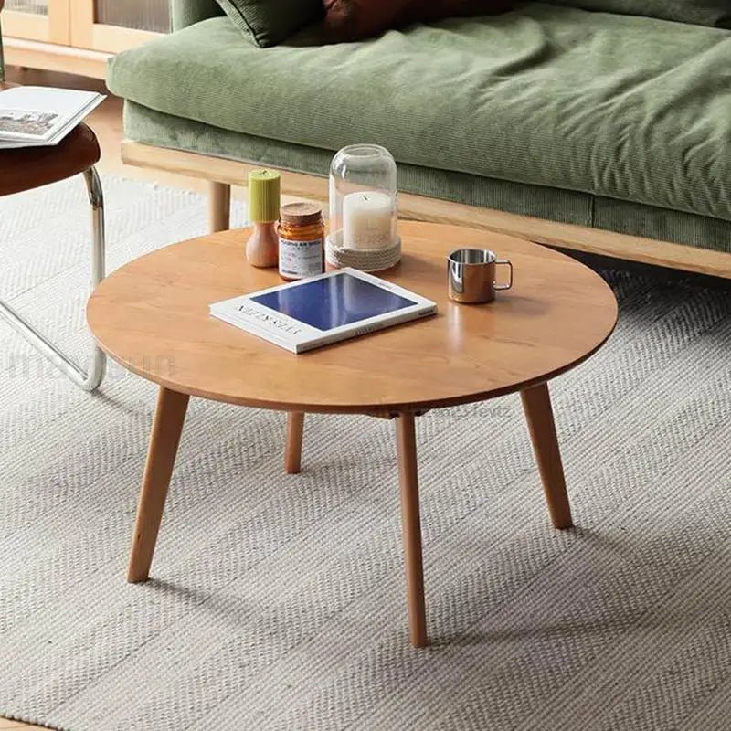 Table basse bois massif ronde de taille moyenne - vente privée 14:173coffee table set