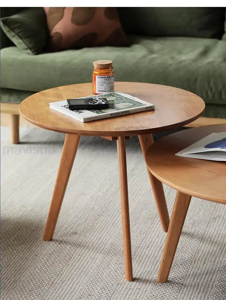 Table basse bois massif ronde de taille moyenne - vente privée 14:173coffee table set
