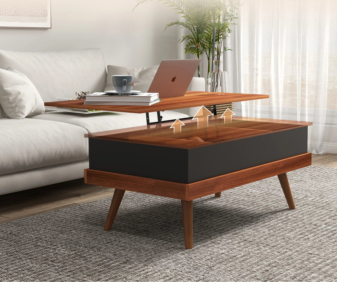Table basse bois naturel à plateau élevable 100 X 79 X 54 cm - vente privée 14:200000195;200007763:201336104