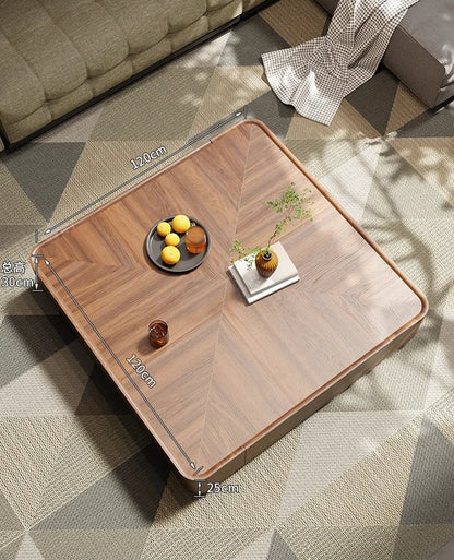 Table basse bois noir de forme carrée avec tiroirs de rangement - vente privée 14:173120x120x30cm