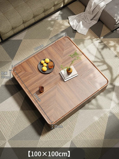 Table basse bois noir de forme carrée avec tiroirs de rangement - vente privée 14:193100x100x30cm