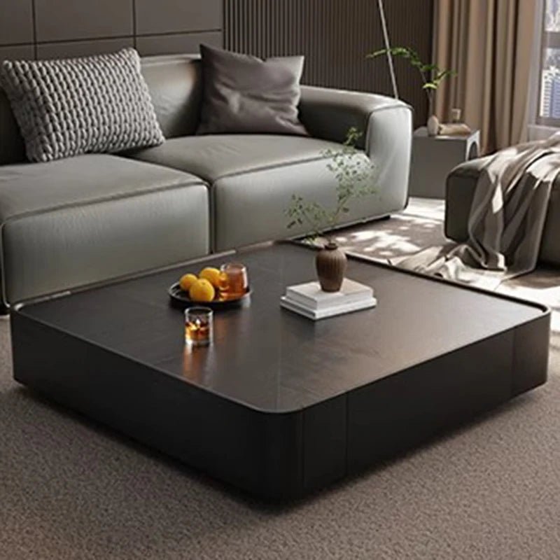 Table basse bois noir de forme carrée avec tiroirs de rangement - vente privée 14:200000195120x120x30cm