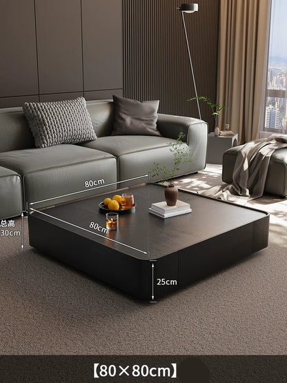 Table basse bois noir de forme carrée avec tiroirs de rangement - vente privée 14:36545880x80x30cm