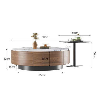 Table basse bois noyer de forme ronde - vente privée 14:173