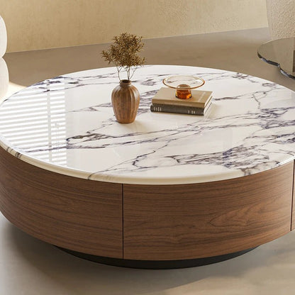 Table basse bois noyer de forme ronde - vente privée 14:173