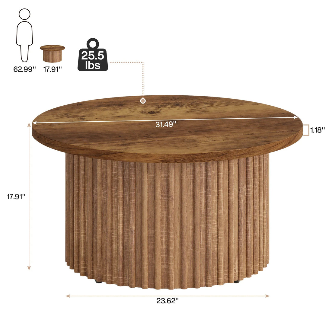 Table basse bois originale ronde - vente privée 14:200006152Brown;200007763:201336101