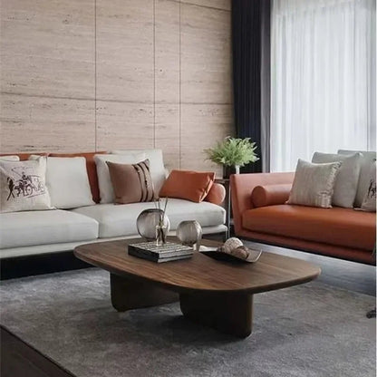 Table basse bois ovale noyer - vente privée 14:200004889100x50x40cm