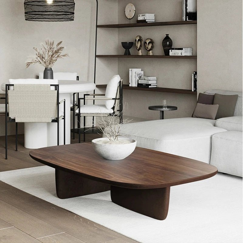 Table basse bois ovale noyer - vente privée 14:200005536140x70x40cm