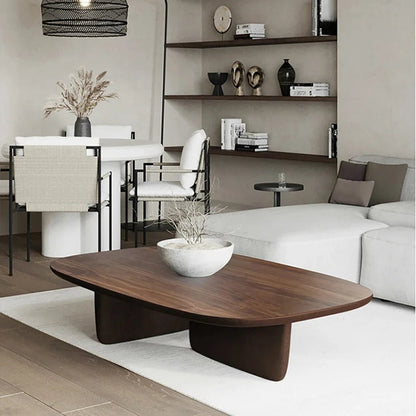 Table basse bois ovale noyer - vente privée 14:200005536140x70x40cm