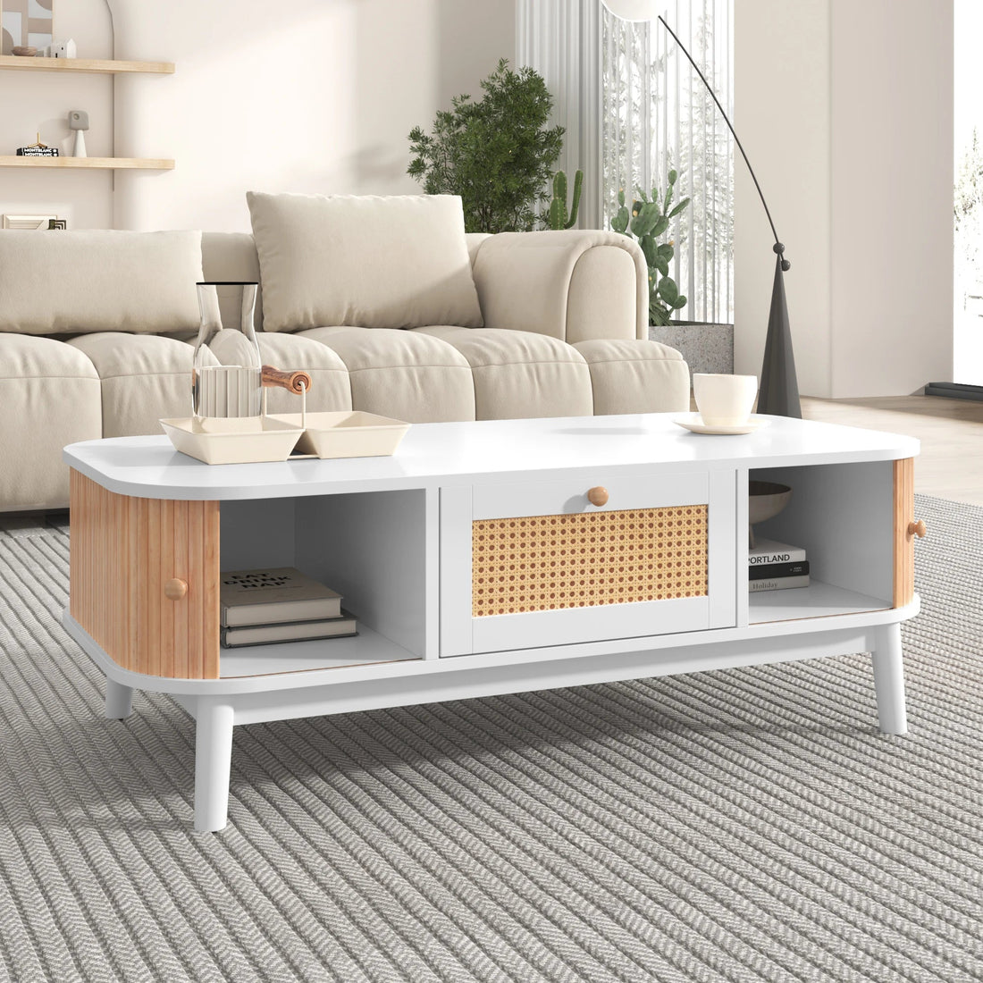 Table basse bois rectangulaire à coins rondes - vente privée 14:200004889WF304063WAA