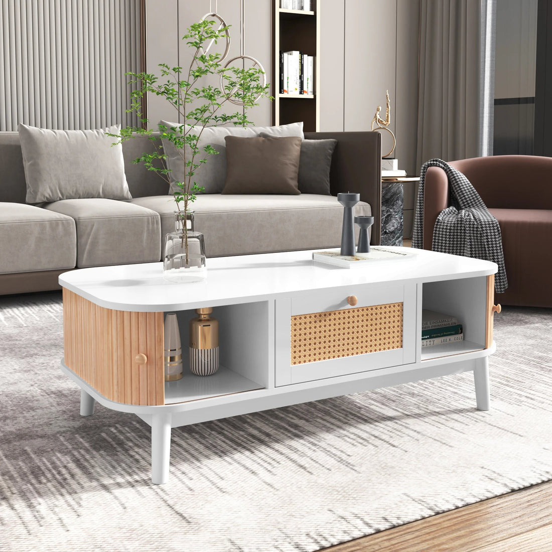Table basse bois rectangulaire à coins rondes - vente privée 14:200004889WF304063WAA